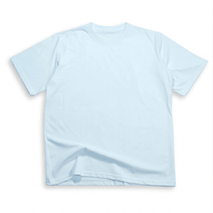 Camiseta Básica Algodón Alto Gramaje Azul Claro Semi Oversize