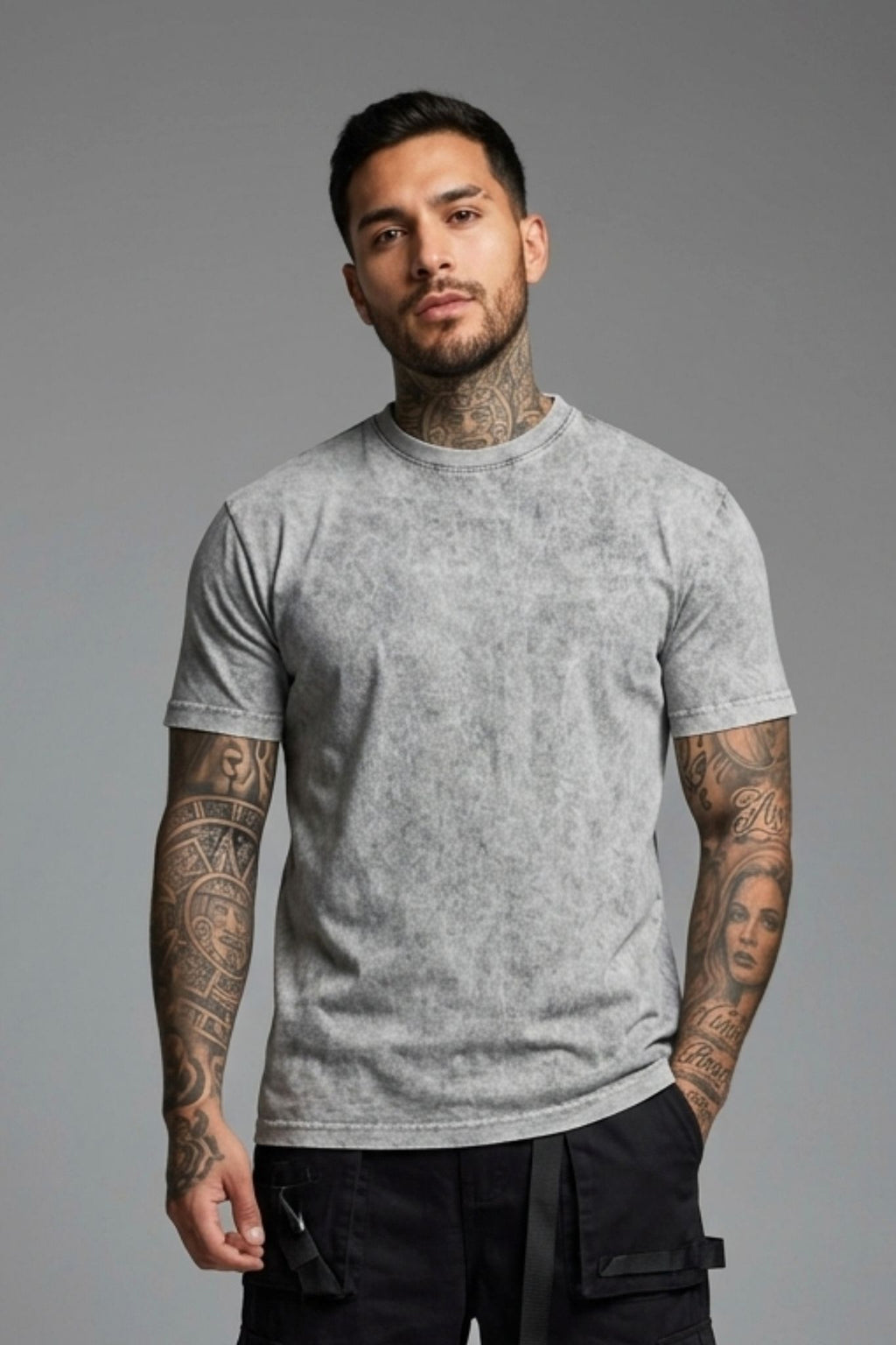 Camiseta Acid Wash Regular Fit Gris