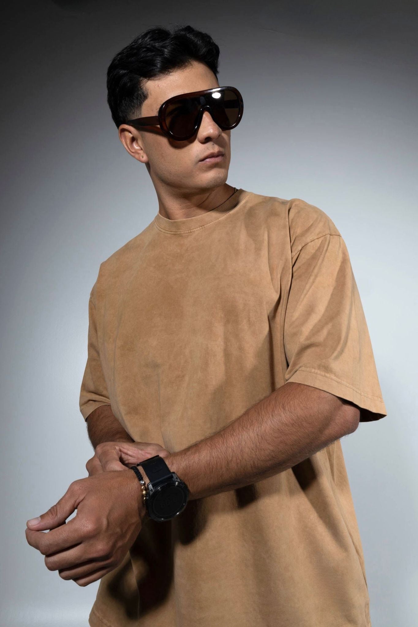 Camiseta Acid Wash Oversize Café Pardo