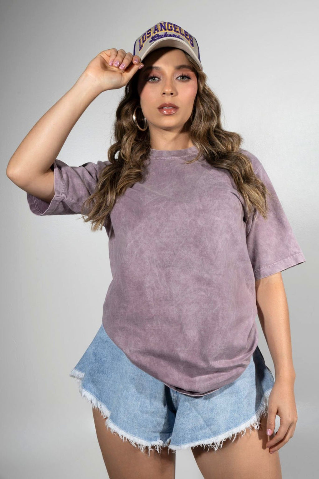 Camiseta Acid Wash Oversize Morado