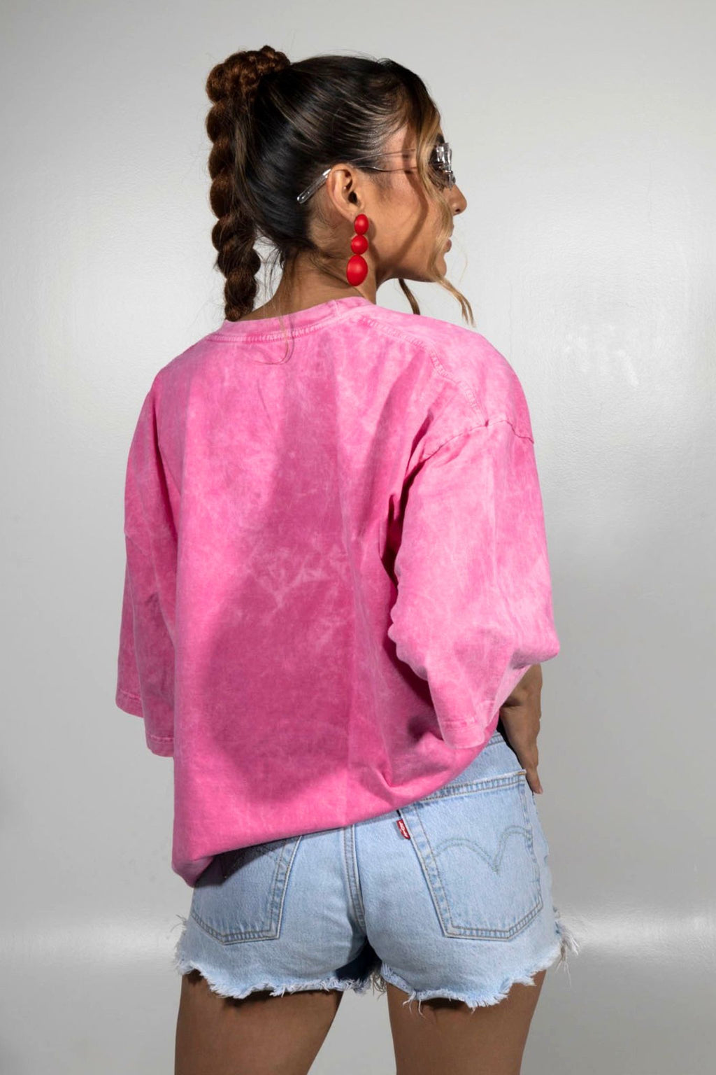 Camiseta Acid Wash Oversize Rosado
