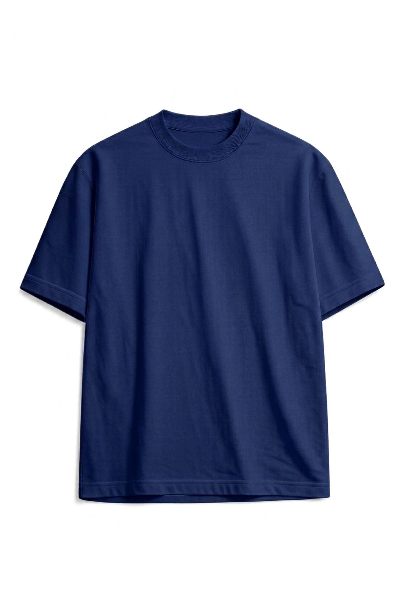 Camiseta de algodón peruano semi-oversize azul navy
