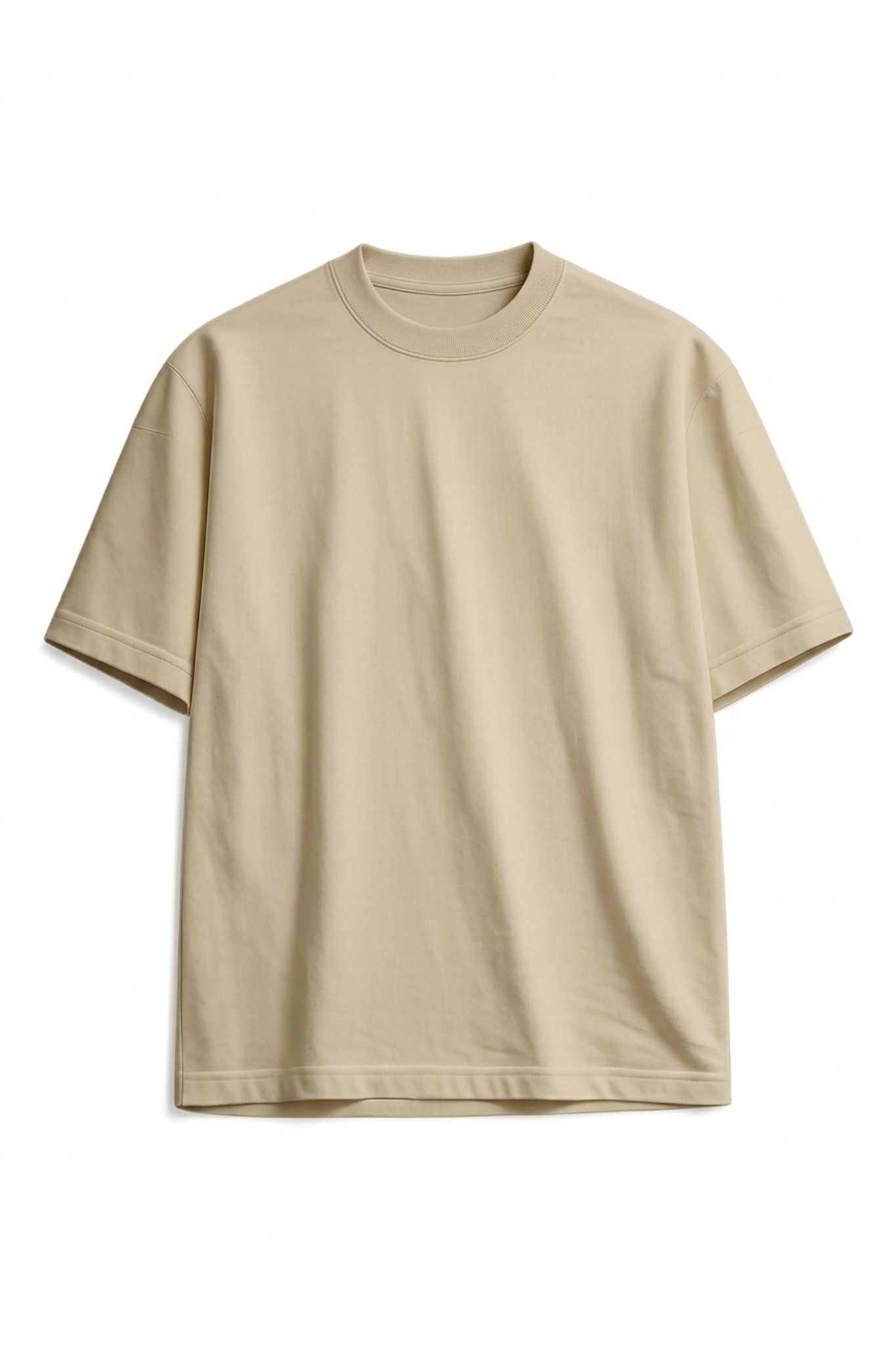 Camiseta de algodón peruano semi-oversize blanco hueso