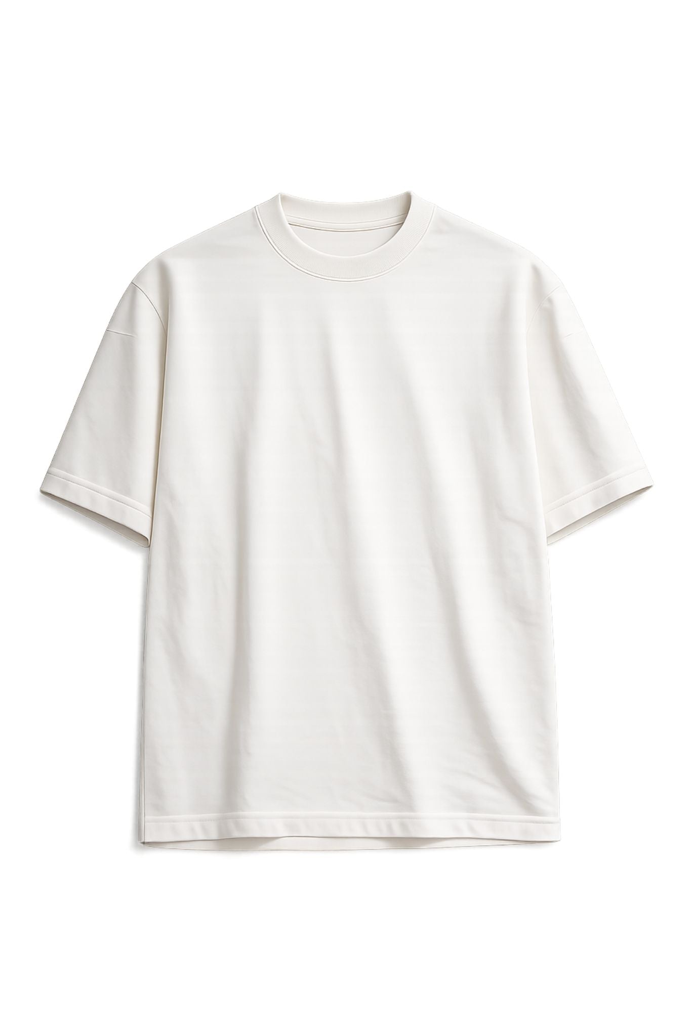 Camiseta de algodón peruano semi-oversize blanco hueso
