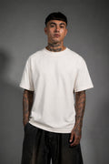 Camiseta de algodón peruano semi-oversize blanco hueso