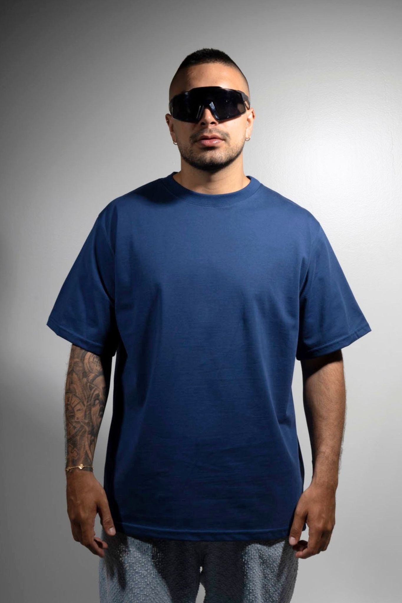 Camiseta Algodón Pesado Azul NAvy Semi-Oversize