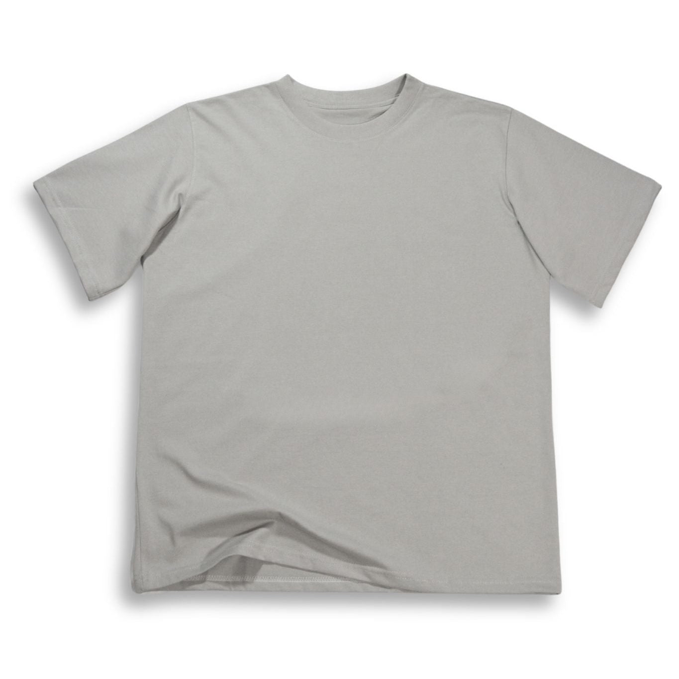 Camiseta Algodón Pesado Gris Plata Semi-Oversize
