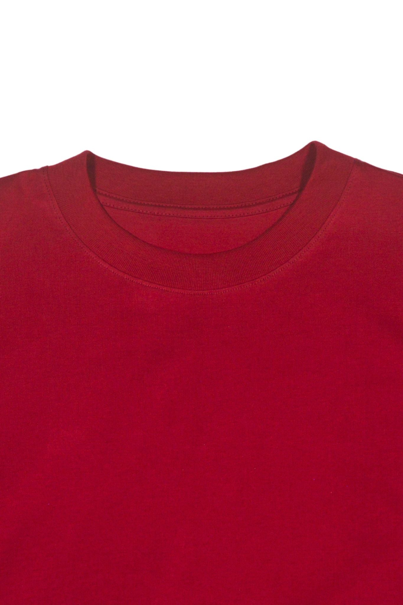 Camiseta Algodón Alto Gramaje Roja Cuello Rib