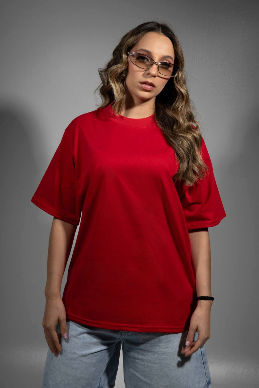 Camiseta Algodón Pesado Roja Semi-Oversize