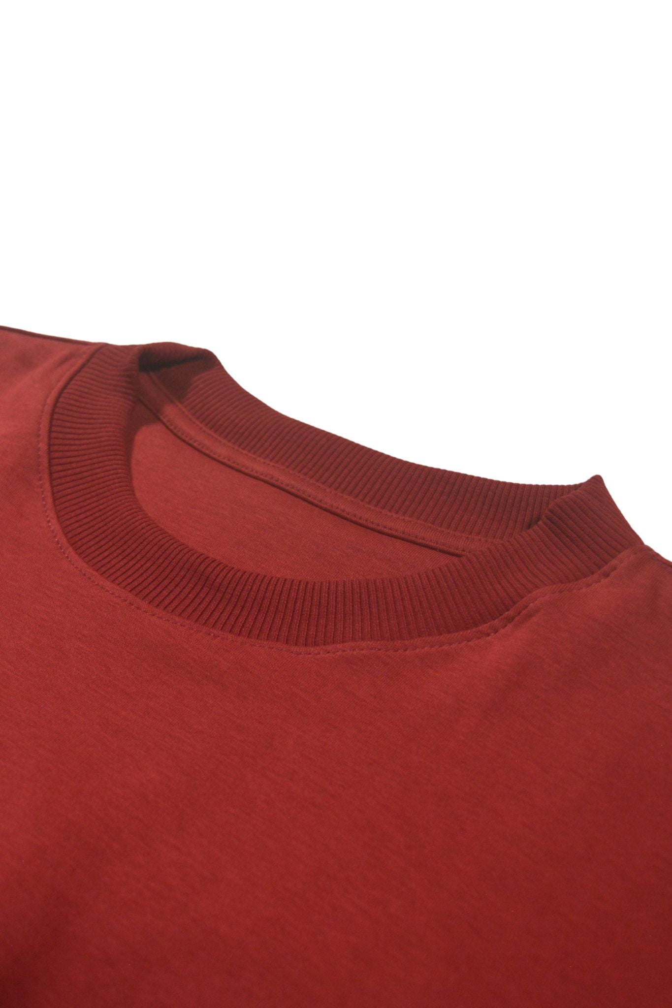 Camiseta Básica Alto gramaje Vino Tinto Cuello Rib