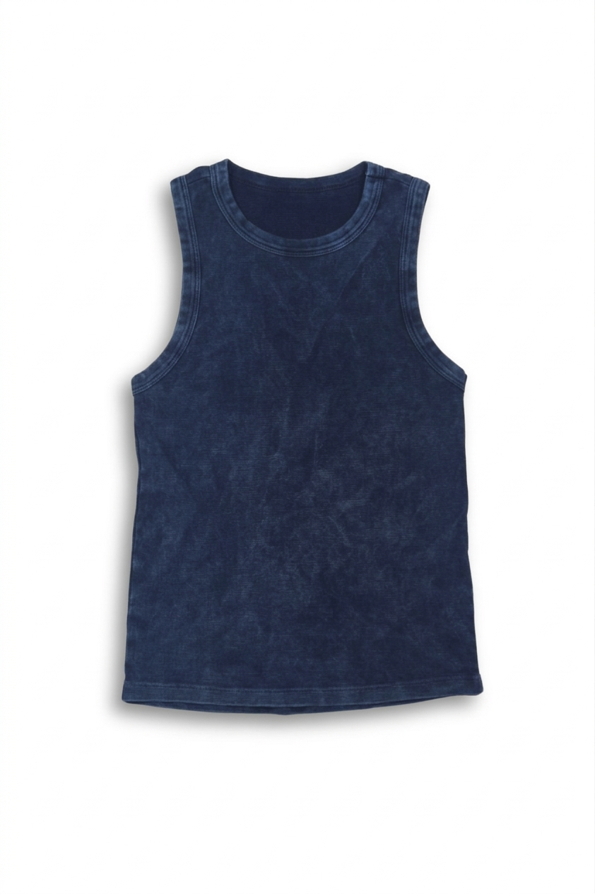 Camisilla Acid Wash Mujer Azul Oscura