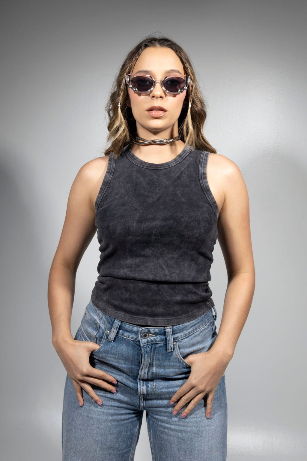 Camisilla Acid Wash Mujer Negro