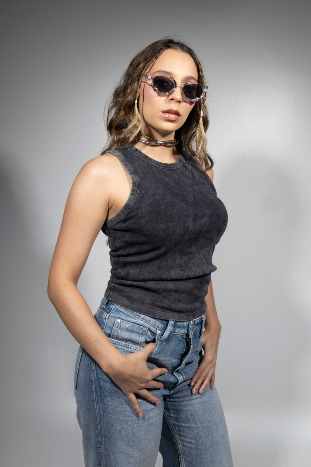 Camisilla Acid Wash Mujer Negro