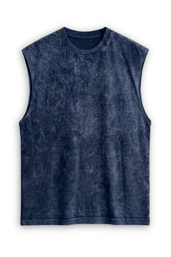 Camisilla Acid Wash Oversize Azul