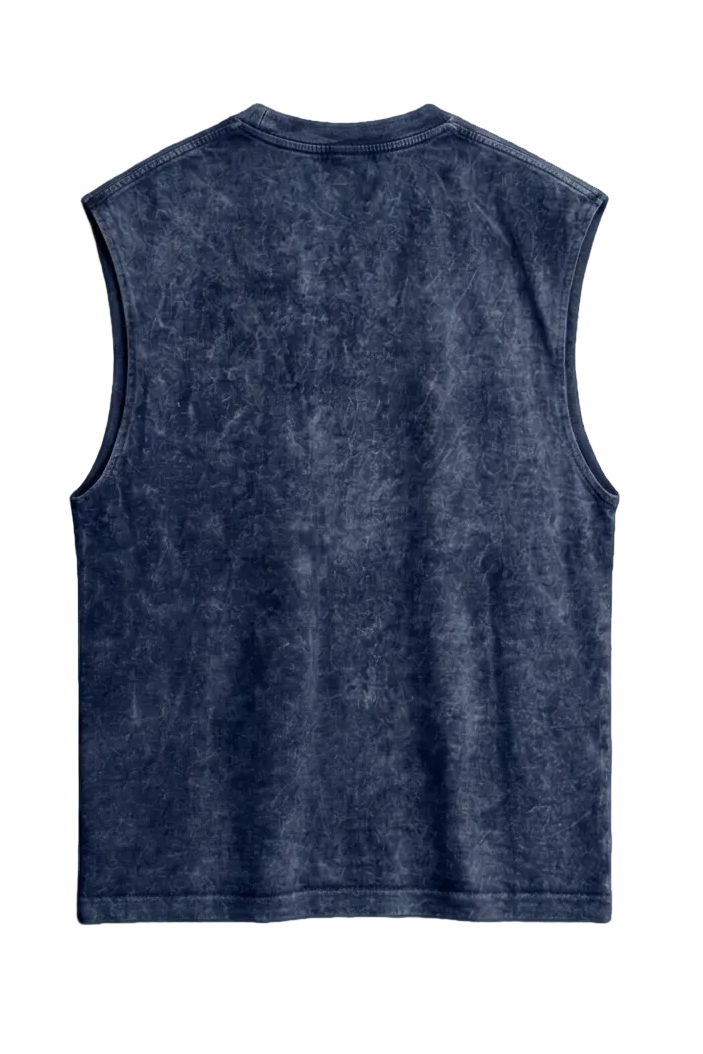 Camisilla Acid Wash Oversize Azul Oscuro