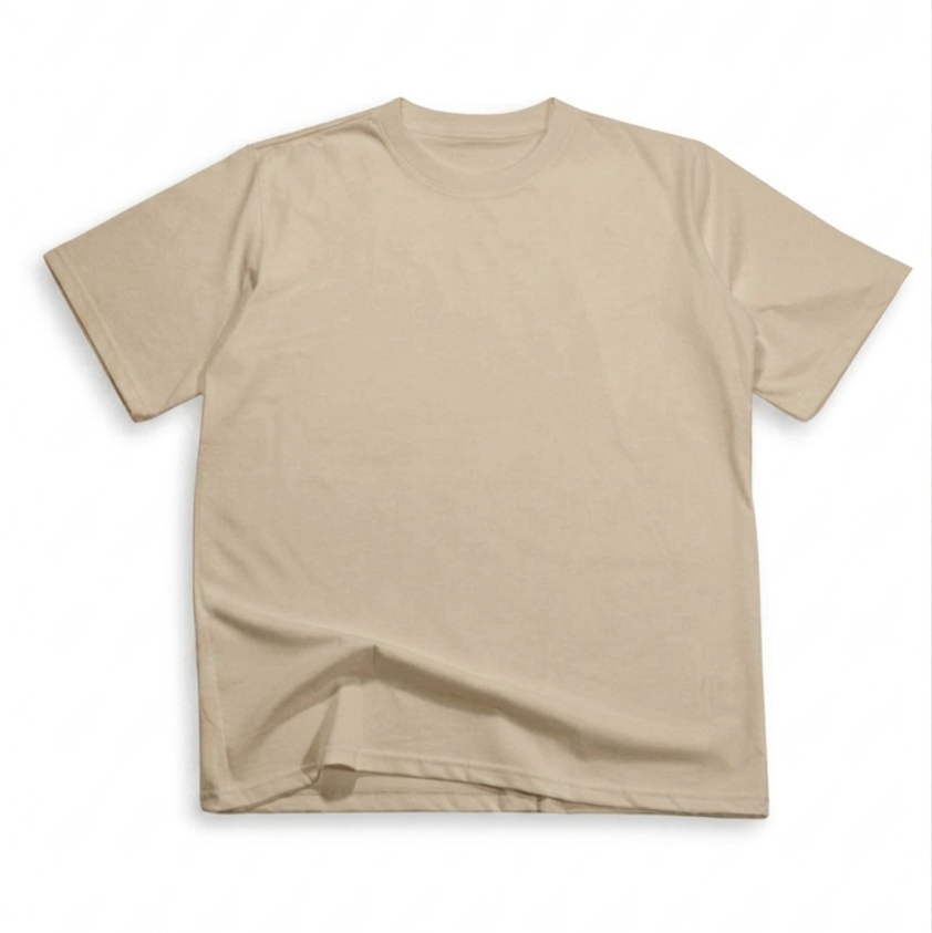 Camiseta de Alto Gramaje Algodón Color Caqui Arena Beige
