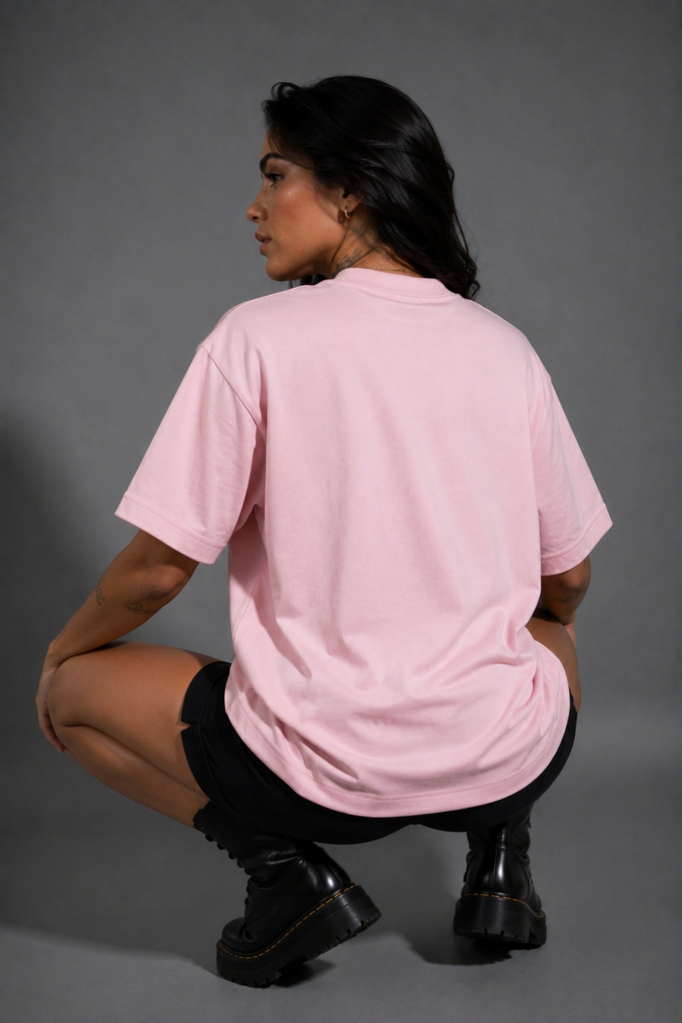 Camiseta Algodón Peruano Rosada Semi Oversize
