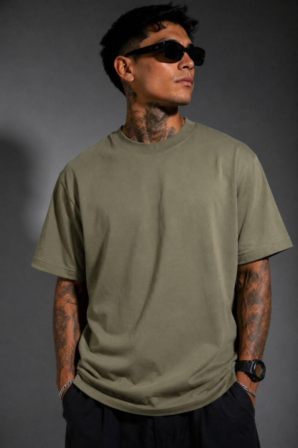 Camiseta Algodón Peruano Verde Semi Oversize