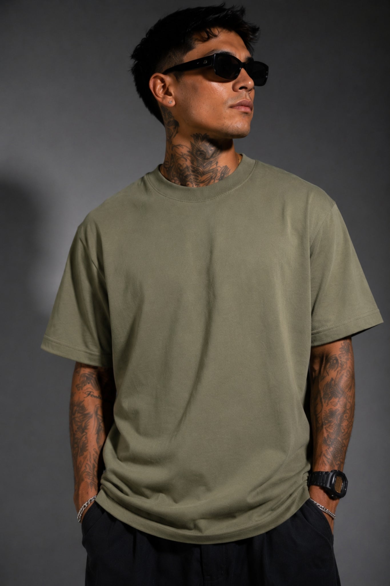 Camiseta Algodón Peruano Verde Semi Oversize